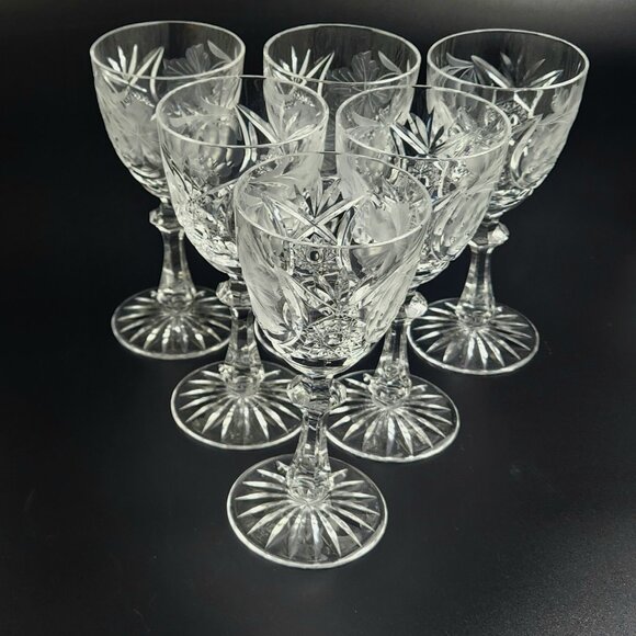 Vintage Stunning Cut-Crystal Wine Glasses - Resemble Nachtmann Traube - Set of 6